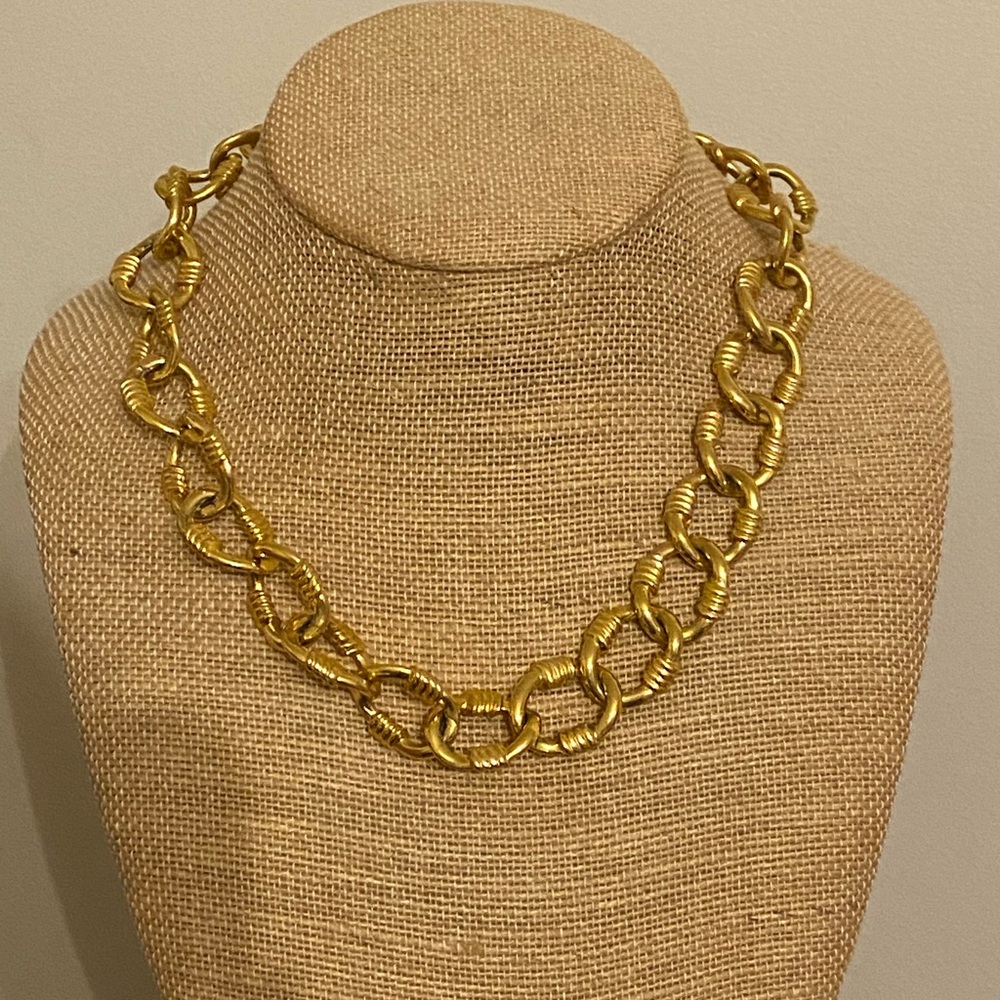Vintage Anne Klein Chunky Gold Tone Necklace 18” Toggle Closure